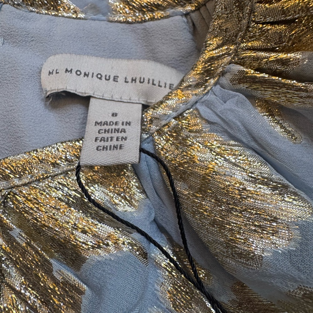 Monique Lhuillier Gold and Silver Mini Dress NWT 8 - Picture 3 of 3